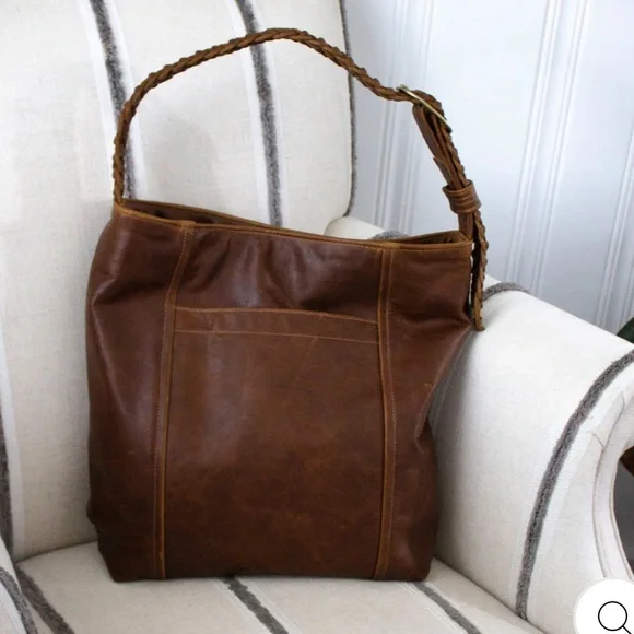 Satchel Brand Large Heidi Leather Mustang Limited Chocolate Crossbody Hobo Bag - Picture 4 of 10